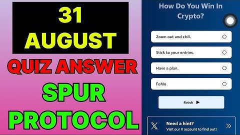 Spur Protocol Quiz Today 31 August I Spur Protocol Quiz Answer | Spur Protocol Daily Quiz Today