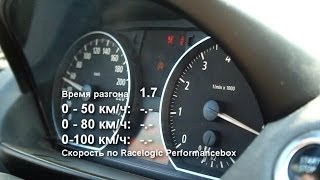 Видео Racelogic Performancebox: BMW 130i E87 '05, реальная динамика разгона 0-100 км/ч (автор: Vrazgone)