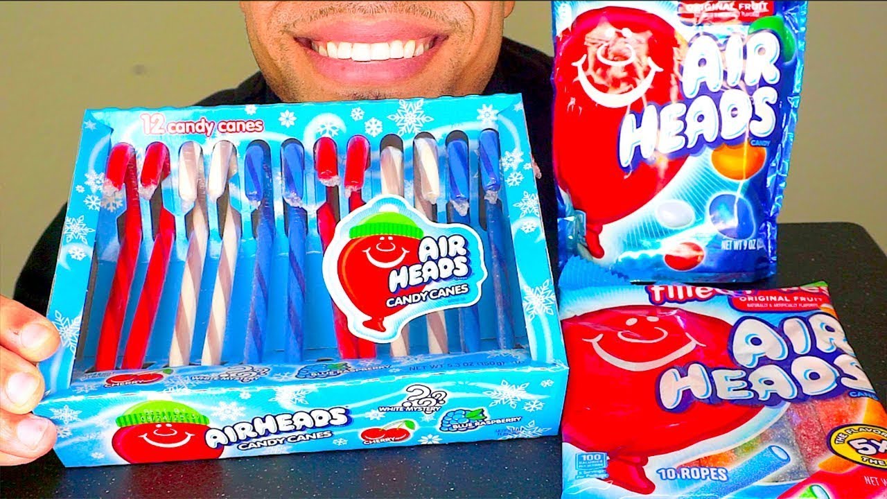 AIRHEADS CANDY CANES BITES CANDY FILLED ROPES EATING MOUTH SOUNDS