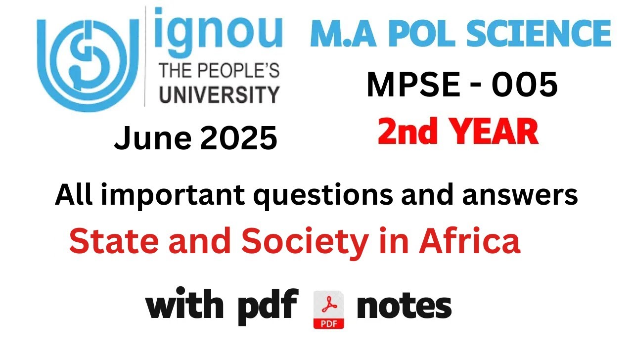 IGNOU MPSE 005: All Important Questions & Answers | State and Society in Africa Exam Prep | ONE SHOT