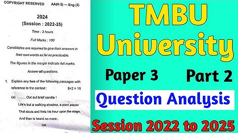 English honours previous year question paper | B.A part 2 | Paper 3 | TMBU  University | 2024