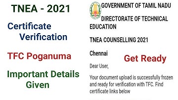 TNEA 2021 certificate verification | TFC Visit | Online or offline | Tamil |