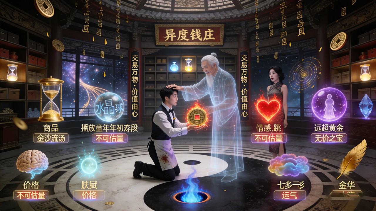 服务员救神秘老者获硬币，竟成异度钱庄新主！交易寿命记忆情感灵魂