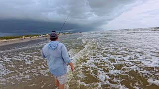 Surf fishing with a bag of dead shrimp: Things got UGLY Fast