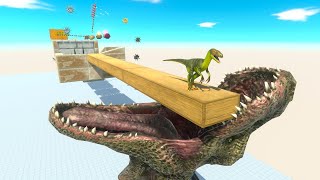 DEADLY BRIDGE EXTREME PARKOUR and DINOSAUR Giant Mouth vs ALL UNITI - ARBS