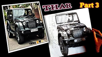 How to draw Mahindra Thar step by step for beginners || Part - 3 ||