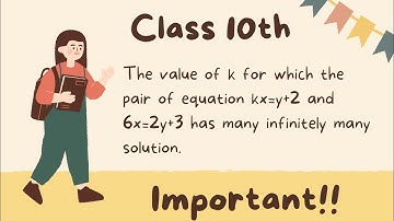 The value of k for which the pair of equation kx=y+2 and 6x=2y+3 has many infinitely many solution.