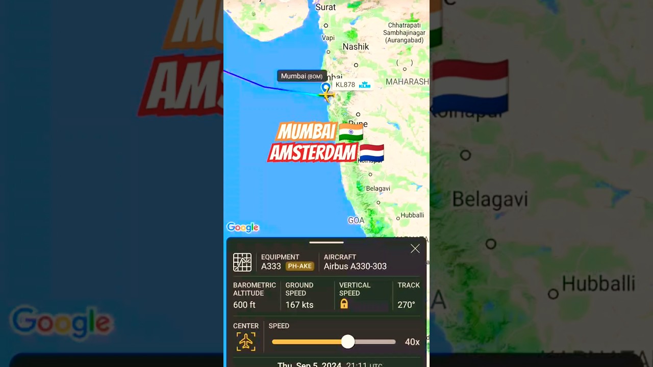 Air Travel:Mumbai🇮🇳 to Amsterdam🇳🇱|Flight Route Map