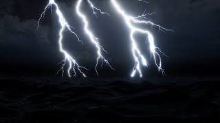 Thunderstorm At Sea Sounds For Sleeping And Relaxing - Epic Lightning Background Ambiance 4K