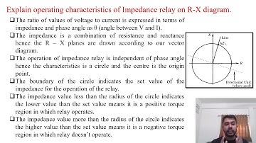 SGP Video short on Explain operating characteristics of Impedance relay on R-X diagram in English