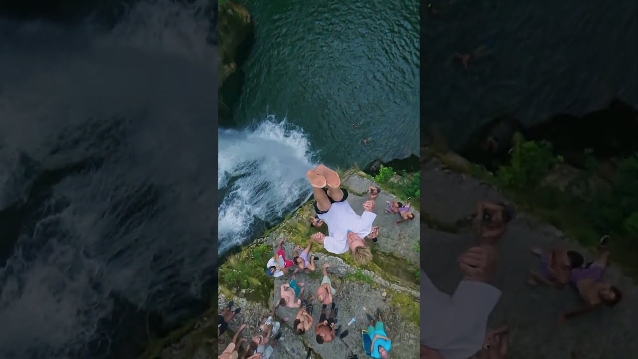 27M Cliff Dive Follow Cam 🎬 Florian Tissier #Shorts #CliffJumping