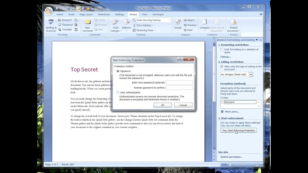 enable editing locked word document