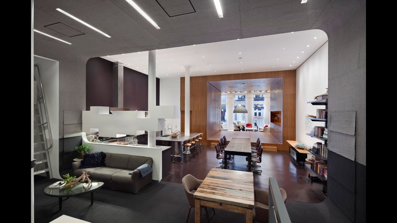 Loft interior design with floor plan : white street loft in new ...