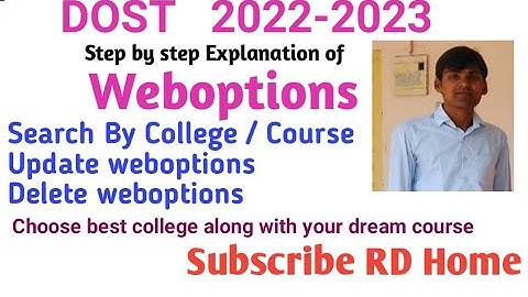 DOST 2022 weboptions I College wise courses weboptions