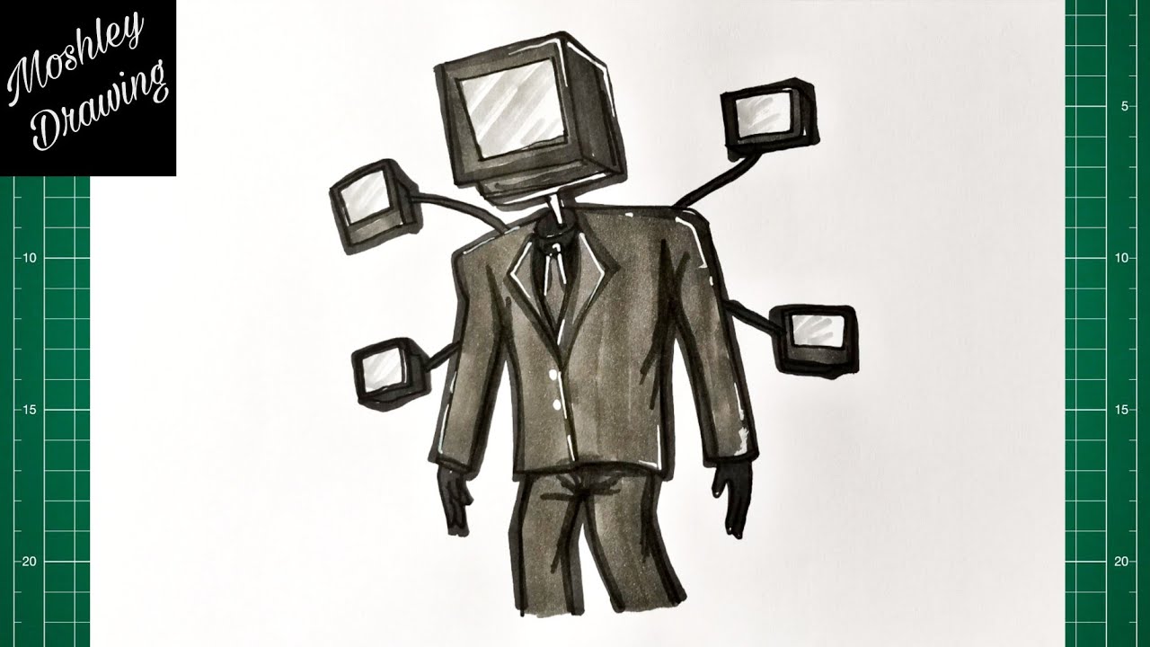 Рисунок тв мена 3.0. TV man нарисованный. SKIBIDI Toilet to draw. ТВ ман рисунки. Скибиди рисунок.