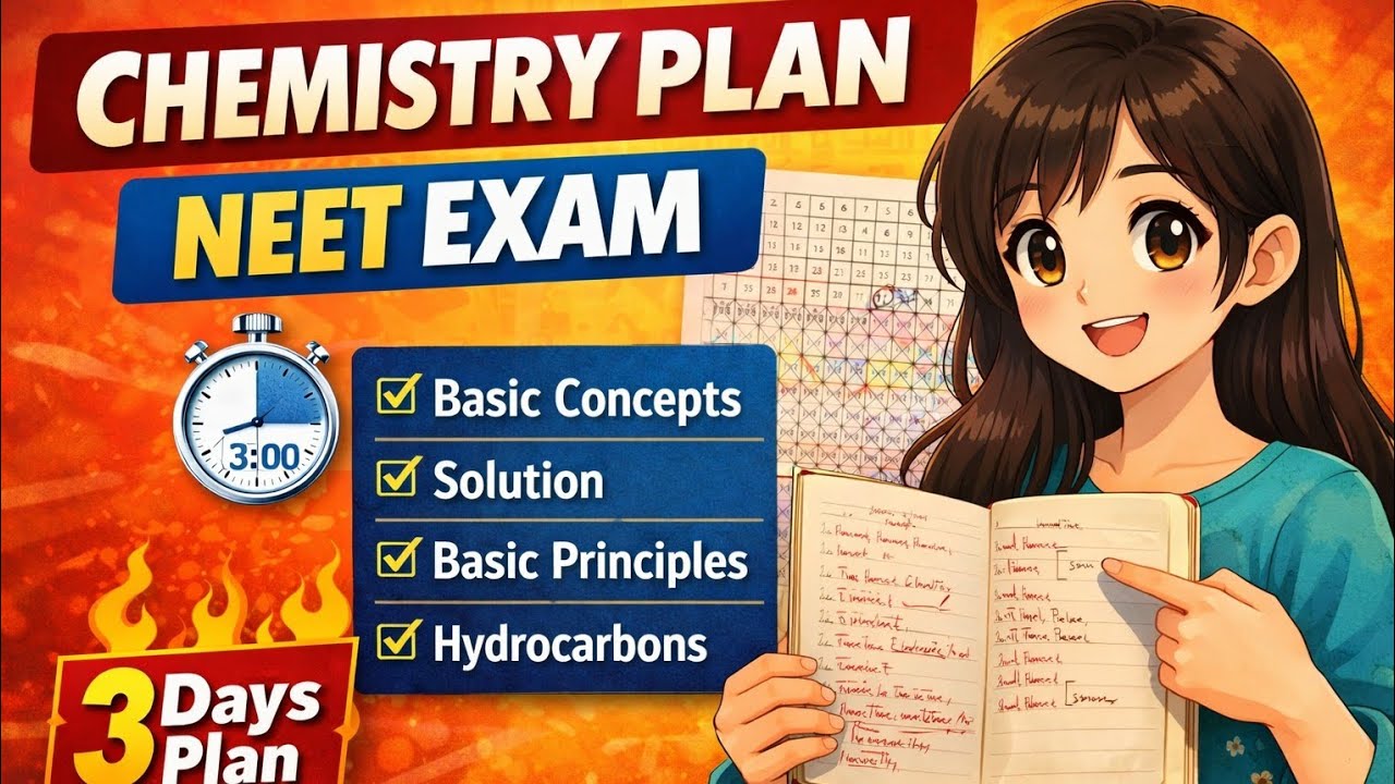 NEET Chemistry 3 Day Crash Plan 🔥 Complete Smart Strategy. NEET Chemistry Last Minute Study Strategy