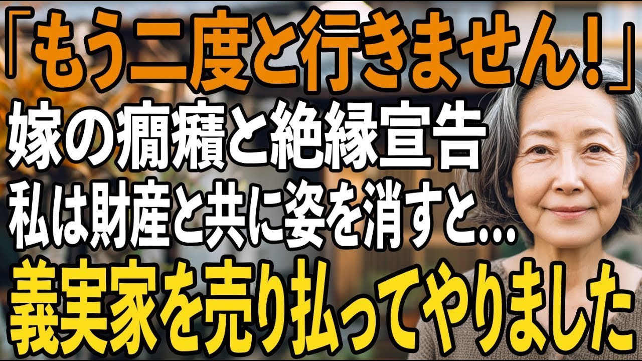 「義実家には二度と行きません！」あなたとは絶縁すると宣言した嫁。お望み通りに私は自分の家を売却、財産と共に義実家ごと存在を消すと→1ヶ月後、嫁は青ざめて…【シニアライフ】【60代以上の方へ】
