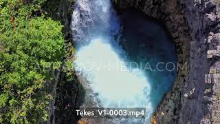 Водопад Текес 4K Футажи Казахстан с дрона