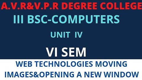 III BSC VI SEM WEB TECHNOLOGIES U 4 MOVING IMAGES & OPENING A NEW WINDOW