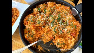 Delicious one-pot dish - Meatballs with pasta in tomato sauce, #quickdinner #meatballs