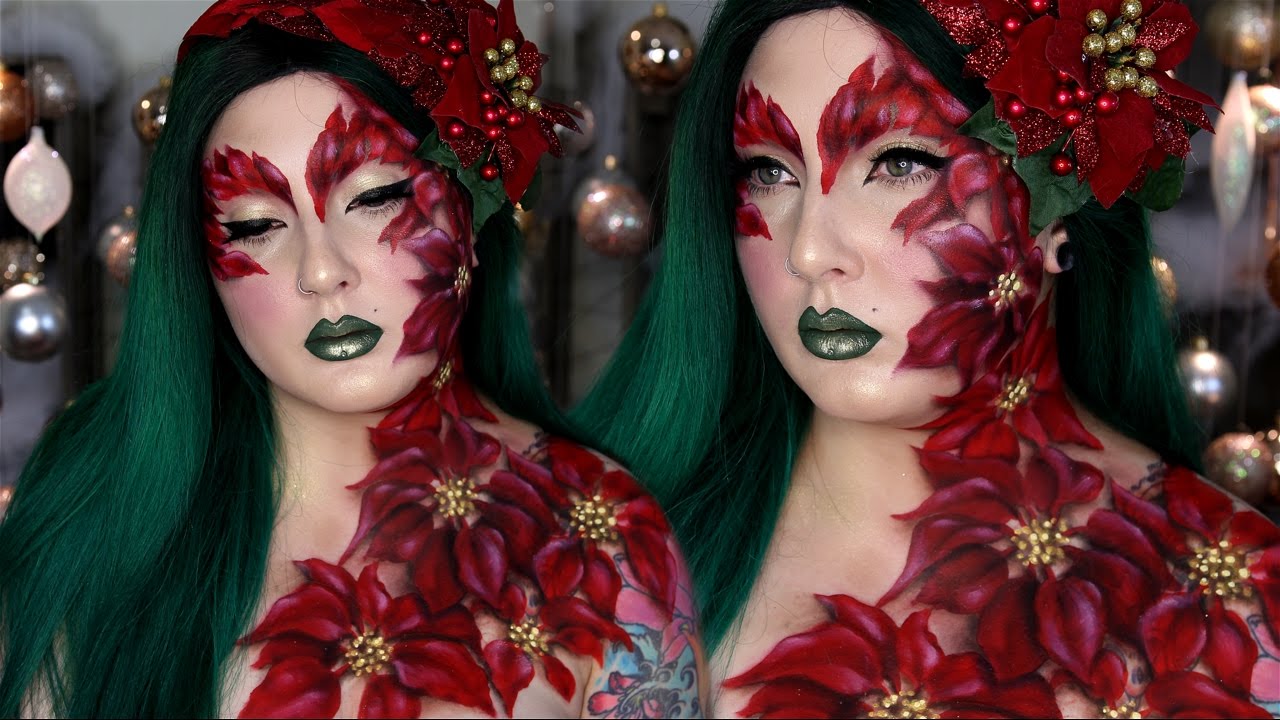Poinsettia Poison Ivy Bodypaint Makeup Tutorial YouTube