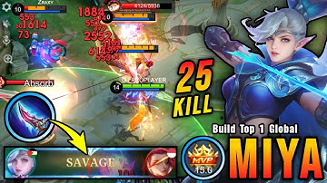 Miya SAVAGE!! Insane One Hit Damage Build (MUST TRY) - Build Top 1 Global Miya ~ MLBB