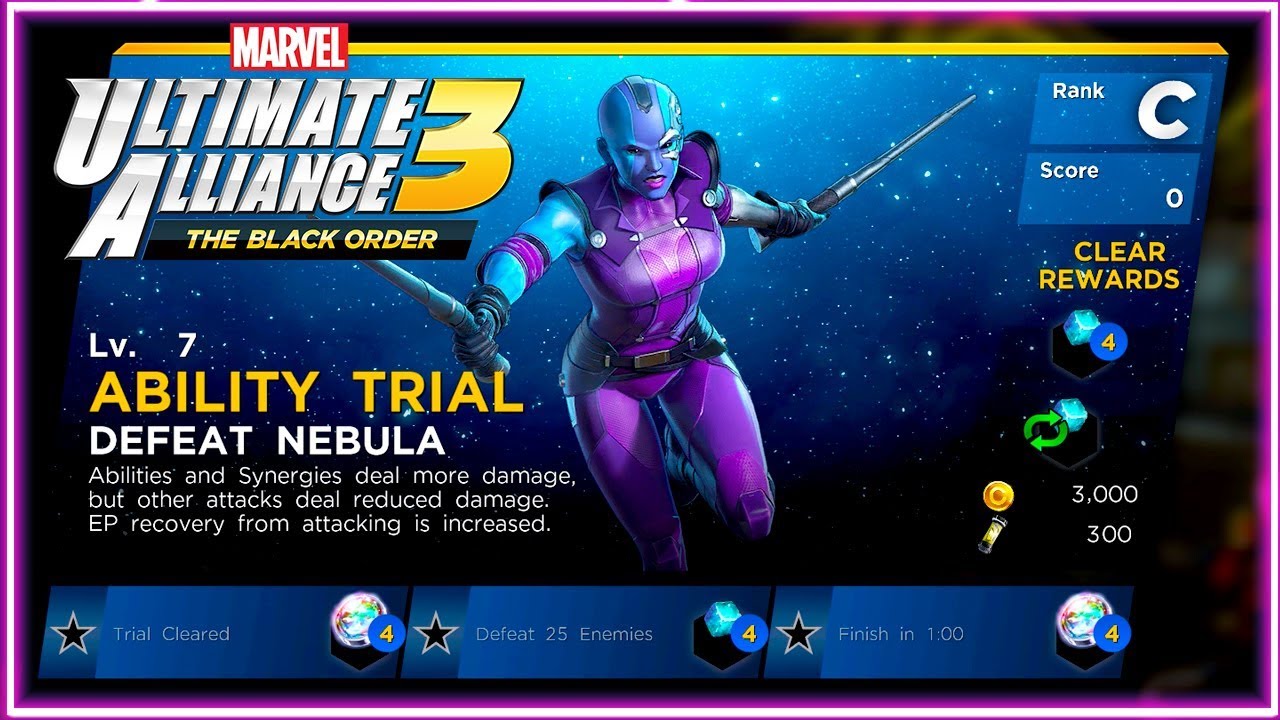 Ability Trial Defeat Nebula S Rank Marvel Ultimate Alliance 3