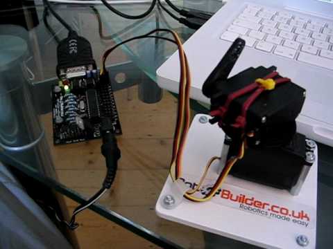 Two servos controlled by Serial Servo Board (BotBuilder.co.uk)