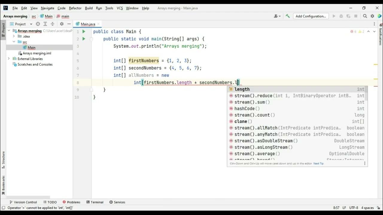 Java Arrays merging - YouTube