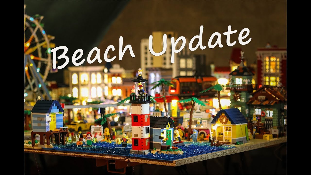 Lego Beach Update - Bricksonville City Lights / Led / lighting - January 2018 - Lego City at Night