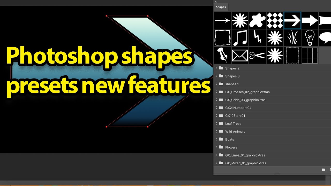 Photoshop shapes presets in CC 2020 tutorial new features - YouTube