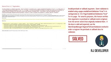 Invalid postback or callback argument. Page EnableEventValidation="true" in a page.