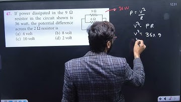 If power dissipated in the 9 W resistor in the circuit shown is  36 watt, the potential difference..