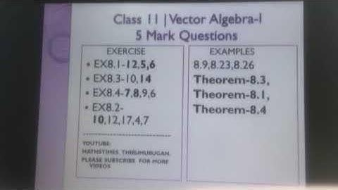 11th Mathematics |Important 5 Mark Questions for Bloomers|Vector Algebra-1|Volume-2|Chapter-8