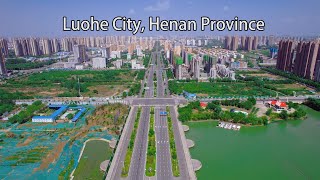 Aerial Chinaluohe City Henan Province河南省漯河市