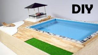 With REAL WATER! Swimming Pool DIY | Diorama Miniature