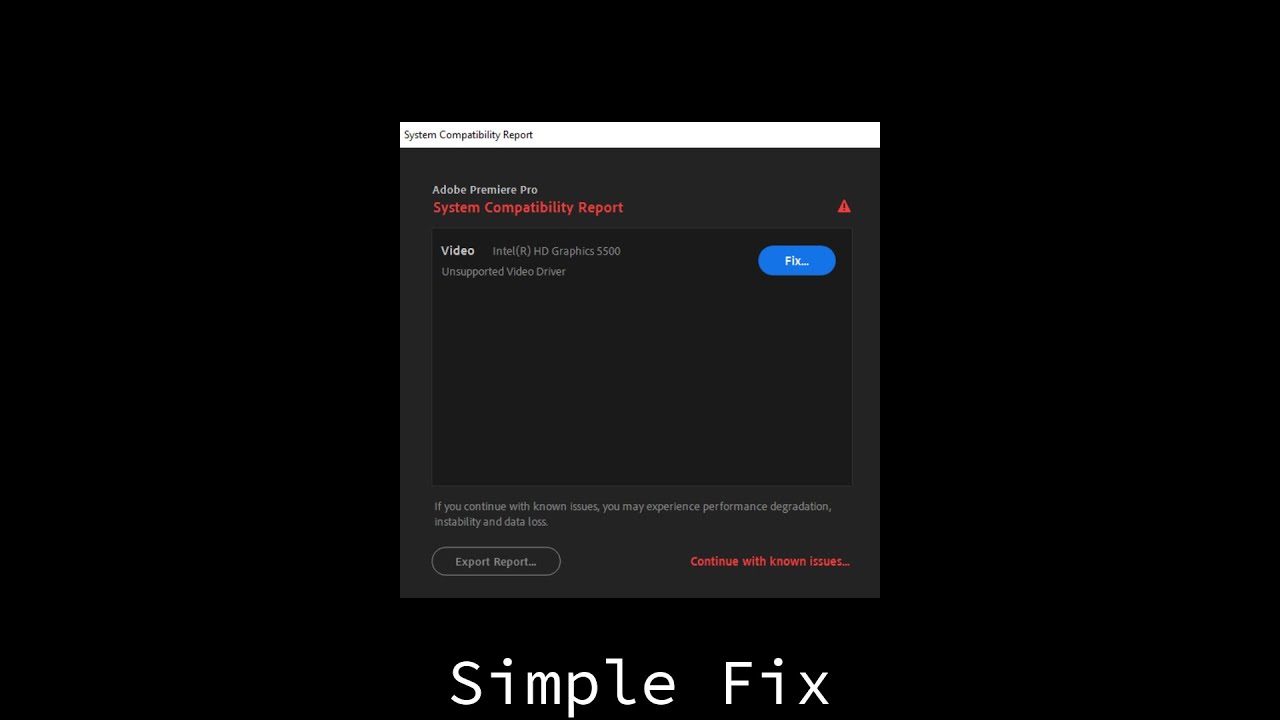 Adobe System Compatibility Report Error