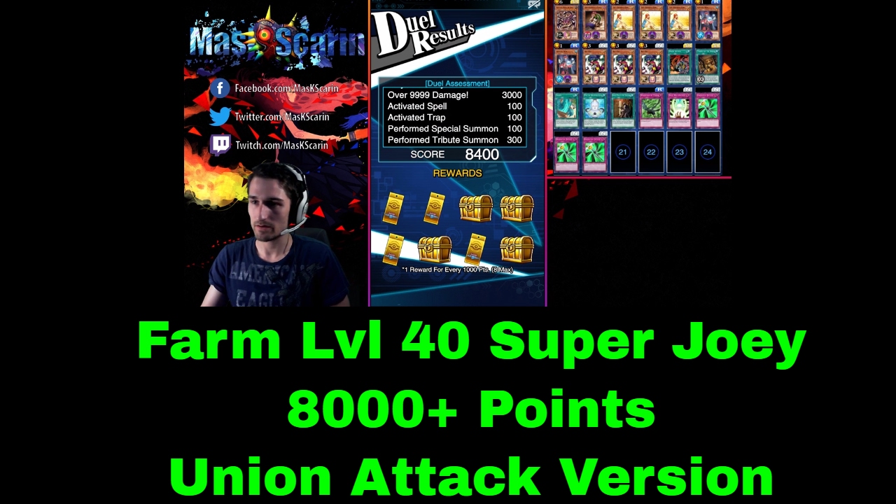Farm Lvl 40 SUPER Joey 8000+ Points | Union Attack Version | YuGiOh Duel Links w/ MasKScarin