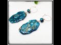 turquoise faux quartz earrings, polymer clay #4A