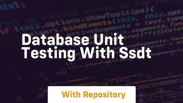 Database unit testing with ssdt