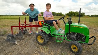 Digging TONS of dirt with Hudson's new plow | Tractors for kids