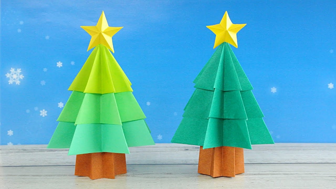 折り紙工作 立体クリスマスツリーの作り方 Origami Craft 3d Christmas Tree Youtube