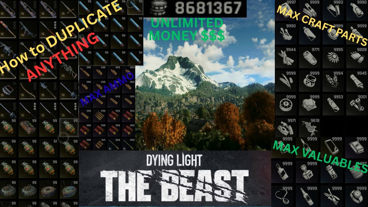 Dying Light The Beast - DUPLICATE ANYTHING Glitch -Max Money /Max Craft Parts / WEAPONS And MORE !!!