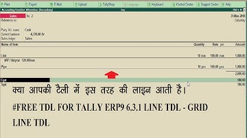 LINE FREE TDL - GRID LINE, LINE ON SALES VOUCHER TDL FOR TALLY ERP9 6.3.1