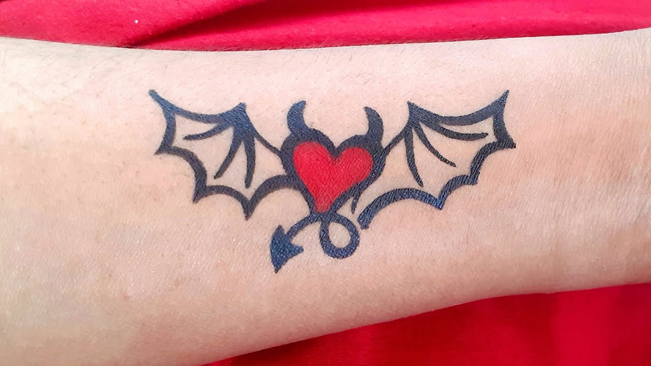 Love Tattoo withe devil heart Tattoo how to make love tattoo  tattoo  making art  TTA97   YouTube