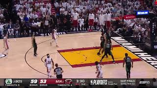 Gabe Vincent Makes A Difficult Midrange Shot Over Marcus Smart Just Before The Shot Clock Expires