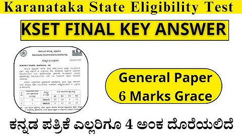 KEA KSET Final KEY ANSWER Out | General Paper 3  Question Grace  Marks 