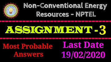 NCER-NPTEL | Assignment - 3 Answers | 2020 | Non Conventional Energy Resources