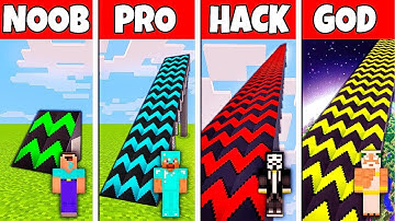 Minecraft Battle: NOOB vs PRO vs HACKER vs GOD! SUPER RAMP SPRINGBOARD BUILD CHALLENGE in Minecraft