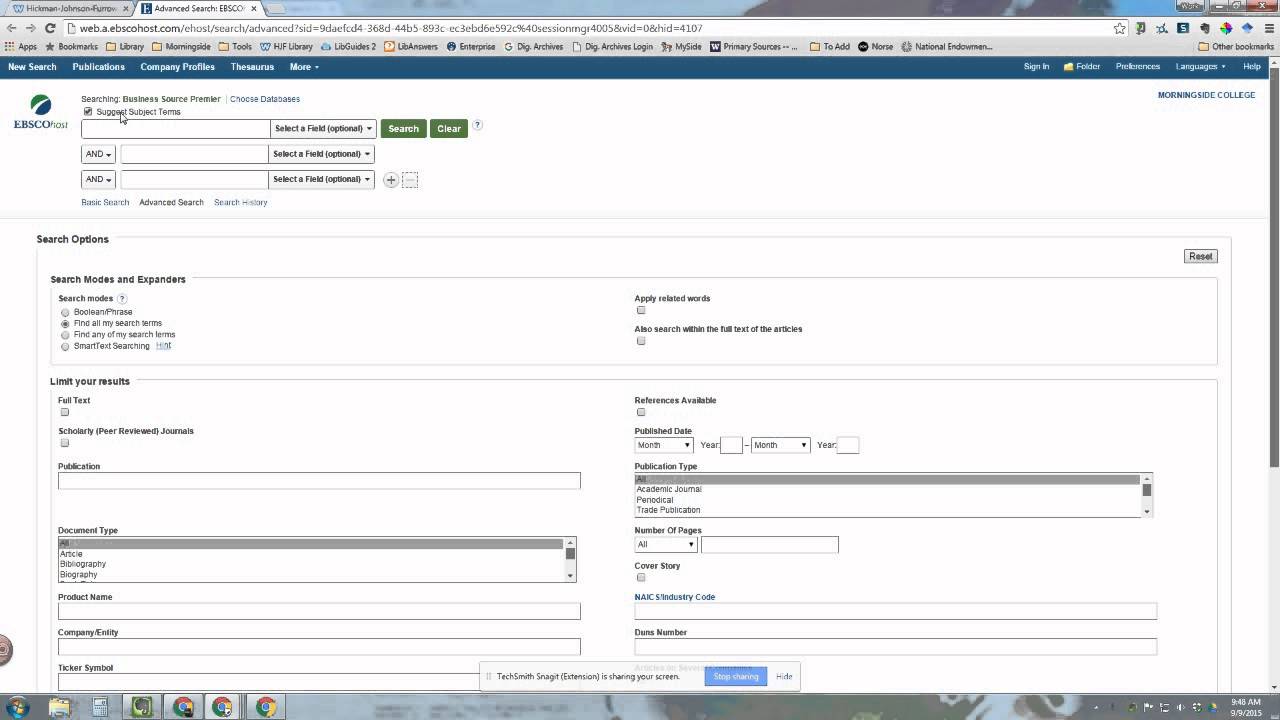Business Source Premier 01 Advanced Search Features YouTube